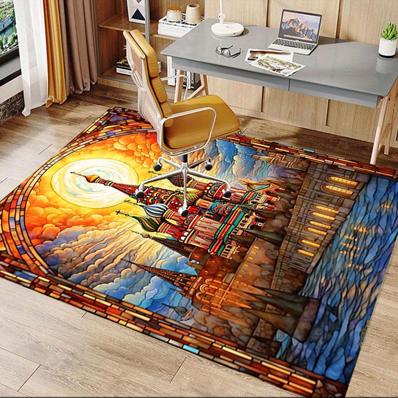1PC Stained Glass Cathedral Non-Slip Floor carpet, suitable for Office, bedroomand playrooms. It can also be used as a sofa footrest cover-T57