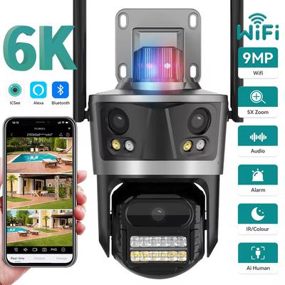 LS VISION Three Lens Three Screens 9MP 6K HD PTZ Wifi IP Camera Dual Len Dual Screens 4K 8MP Auto Tracking Outdoor Wireless Camera ICsee
