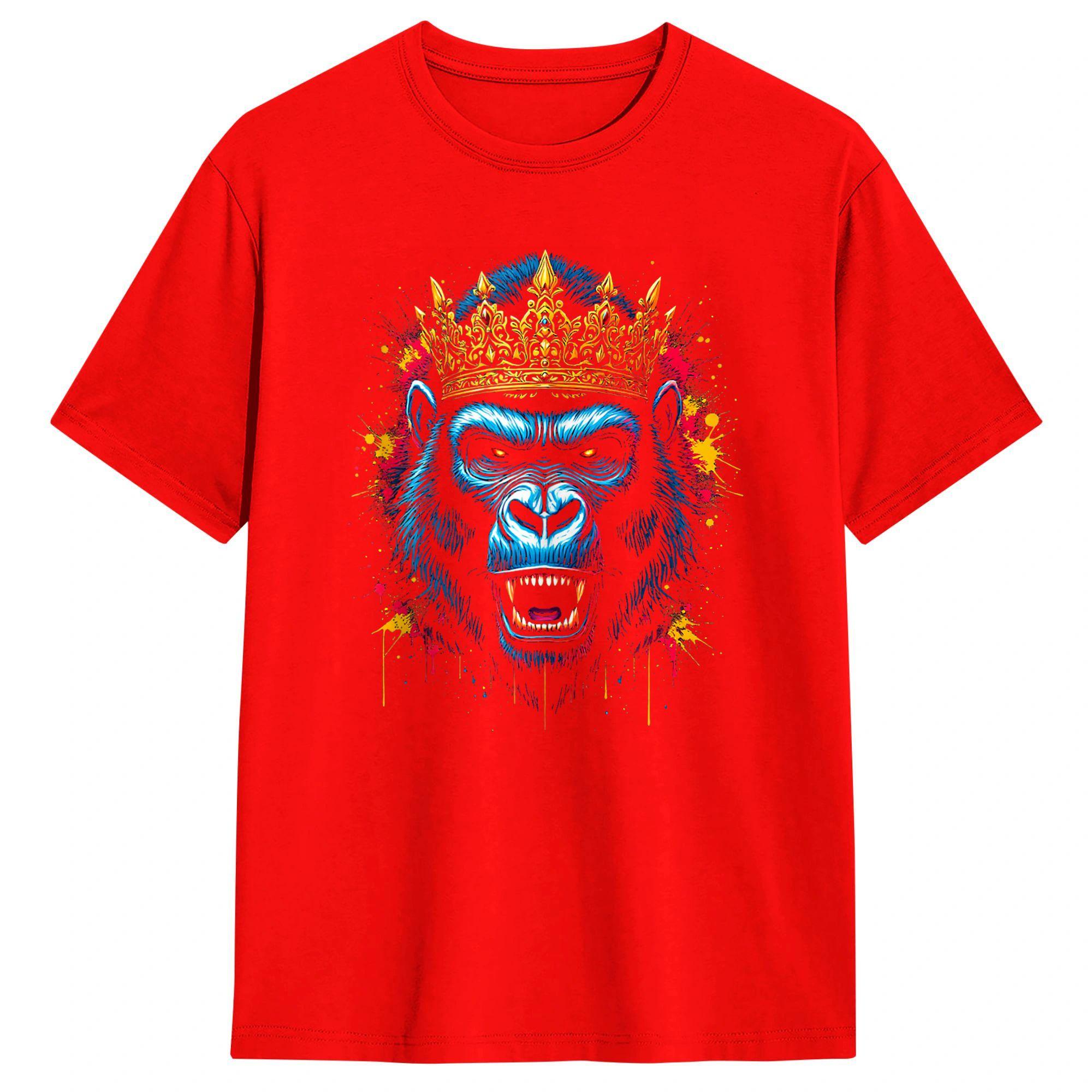 Gorilla Crown King Meme TShirt Summer 100 Cotton TShirts For Unisex Casual Tshirt ShortSleeved Awesome Clothes S