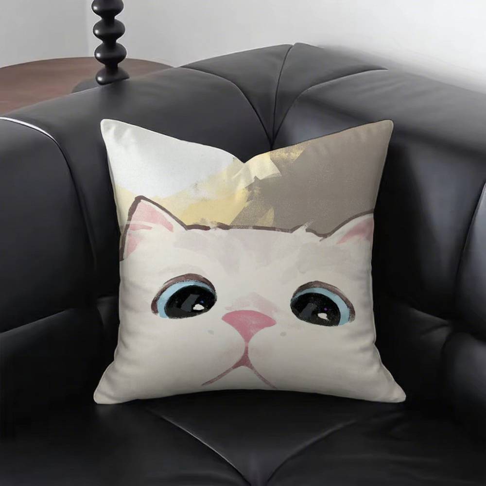 1pc Cute Cat Pillow Case Square Bedroom Sofa Leisure Comfort Cushion Car Living Room Home Decoration