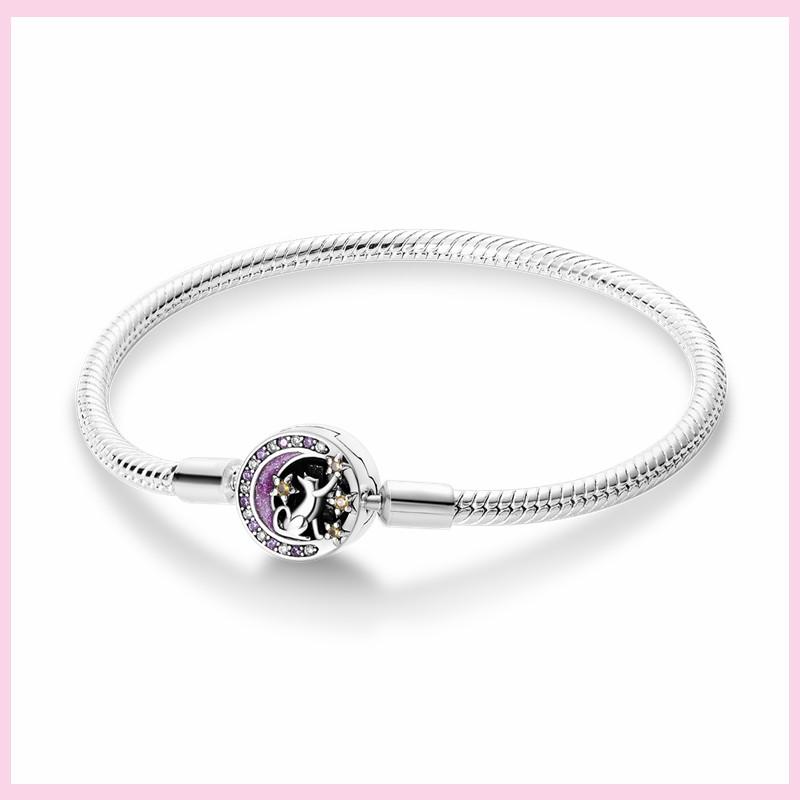 925 Sterling Silver Bracelet Star Moon Blue Eyes Zircon Heart Safety Chain Bracelets Snake Bone Chain Fit DIY Charms Jewelry
