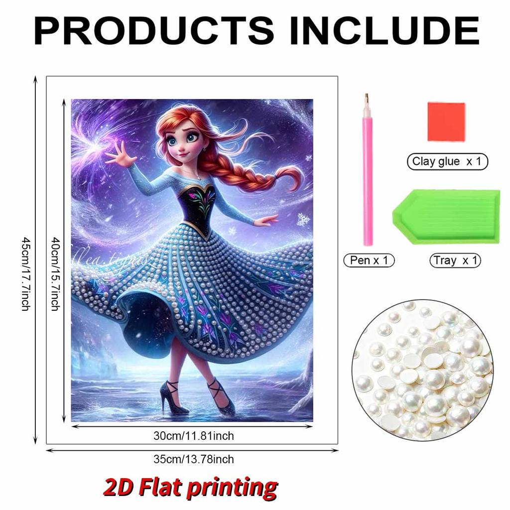 Starry Magic Anna New Pearl-Inlaid Frameless Art | Handmade Pearl Craft, Starry Magic Theme, for Frozen Chic Home Decor & Birthday Gift Option