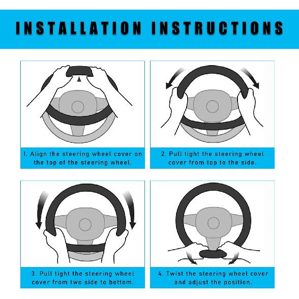 Augeny Fuzzy Car Steering Wheel Cover, Anti-Slip Soft Plush Steering Wheel Protector, 15 Inch Elastic Wheel Covers, Universal Vehicle Interior Winter