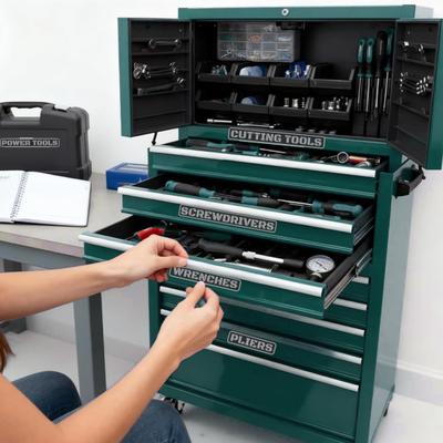 Yousheng 12Pcs Magnetic Toolbox Labels Reusable 3D Printed Tool Box Organize Accessories for Steel Toolboxes Carts Drawers Cabinets DIY Organization