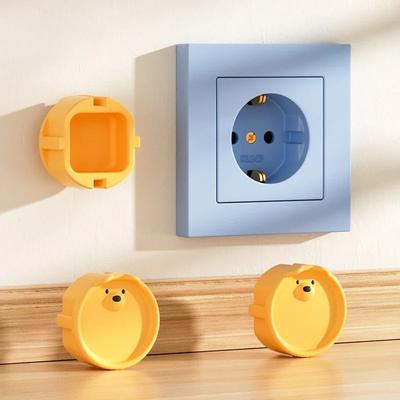 2pcs Baby Anti Electric Shock Silicone Protection Cover European Standard Cartoon Bear Safety Socket Protective Tools