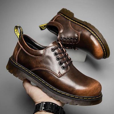 Lässige Arbeitsstiefel aus Leder für Herren in großer Größe mit niedrigem Schaft – atmungsaktiv, vielseitig, Sohle aus britischem Rindsleder.