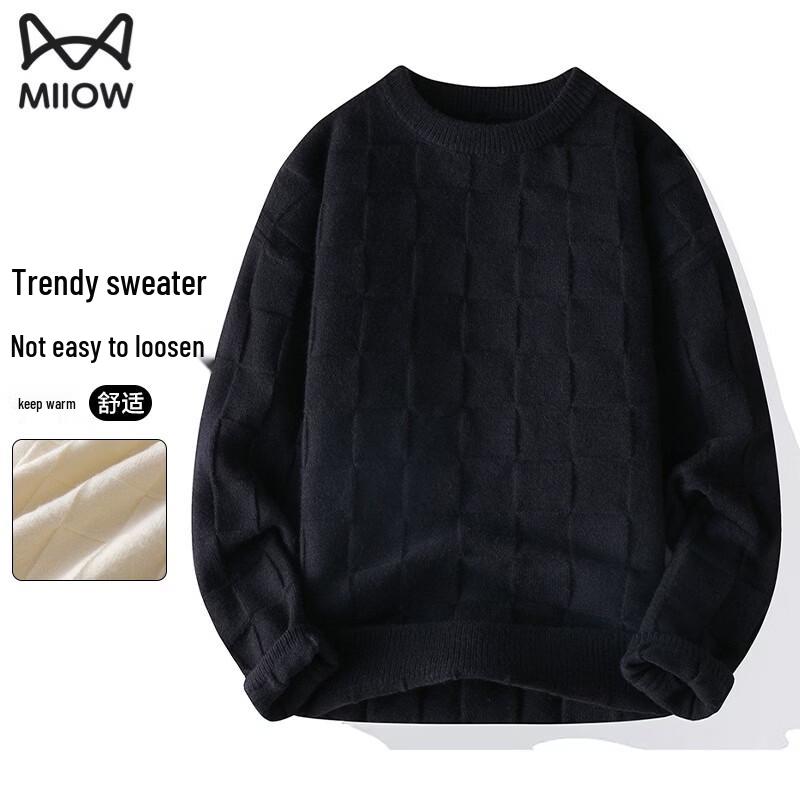 MiiOW Men s Casual Round Neck Knit Sweater M