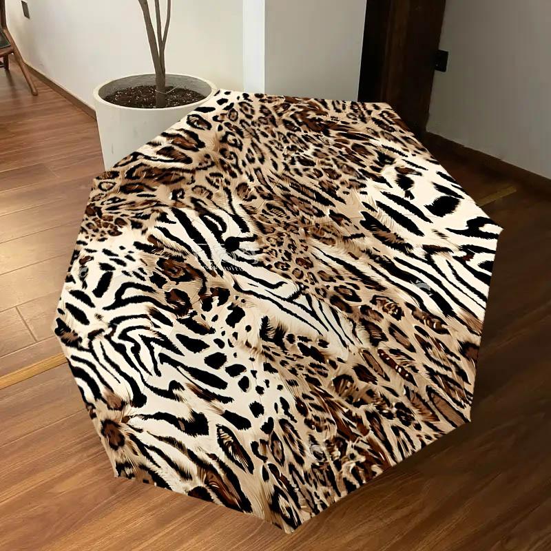 1PC Leopard Print Tiger StripesUmbrella-8-Rib Reinforced, Automatic Open, Lightweight & Durable, Cute Fashion Accessory for Outdoor-P120