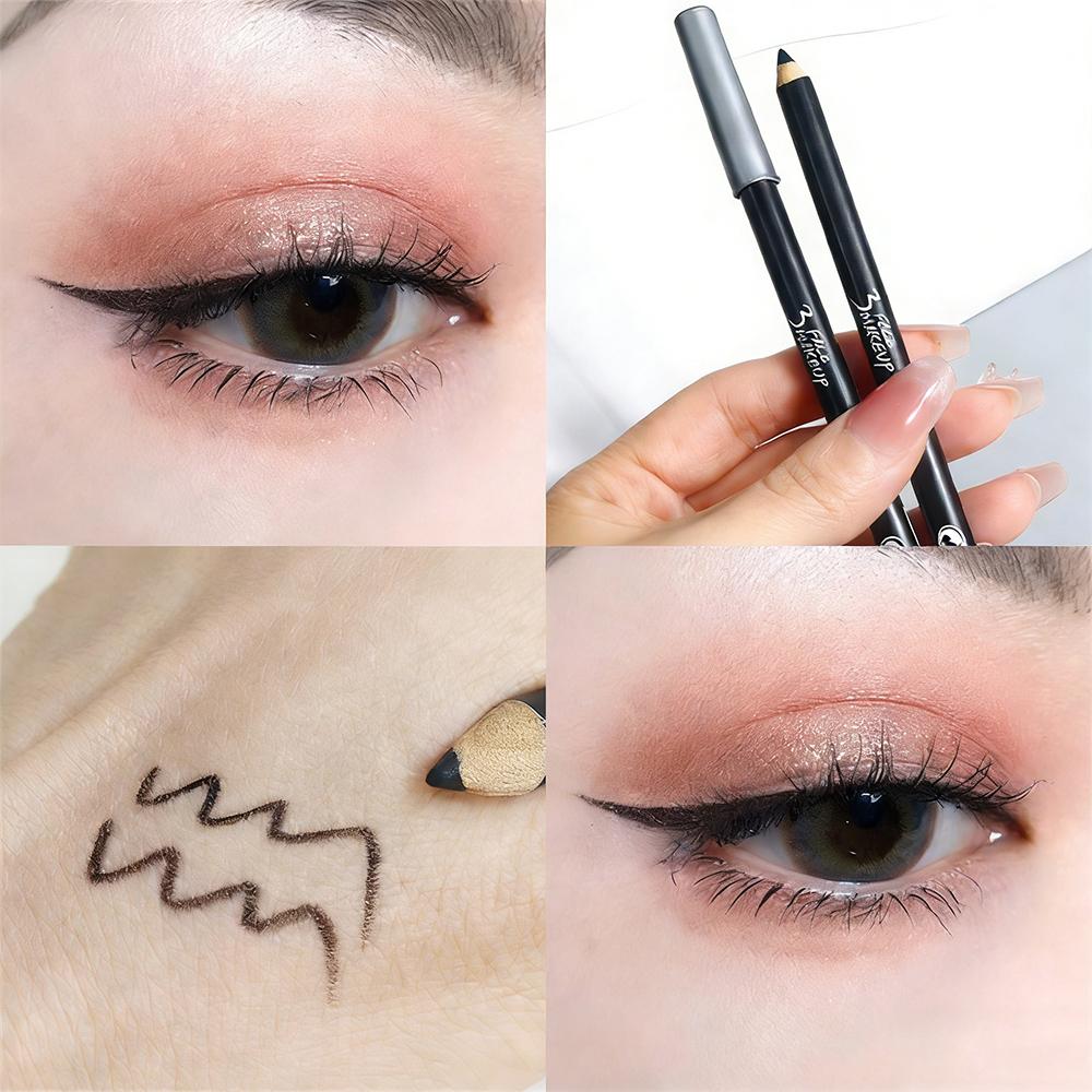 Waterproof Black Brown Eyeliner Brow Pencil Smudge Proof Lasting Dual Use Hard Tip for Precise Lines Beginner Friendly Makeup