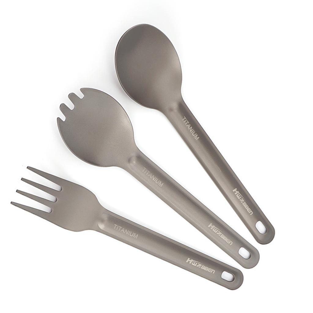 Camping Spork Löffel Gabel Set Ti Geschirr Wiederverwendbares Outdoor Besteck für Rucksackreisen Camping