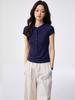 Women's Elegant Tencel Lyocell Henley Short Sleeve Slim Fit Top