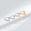 S925 Sterling Silver Tapered Cross Asymmetrical Earrings for Women Korean Fashion Simple Light Luxury Ear Accessories