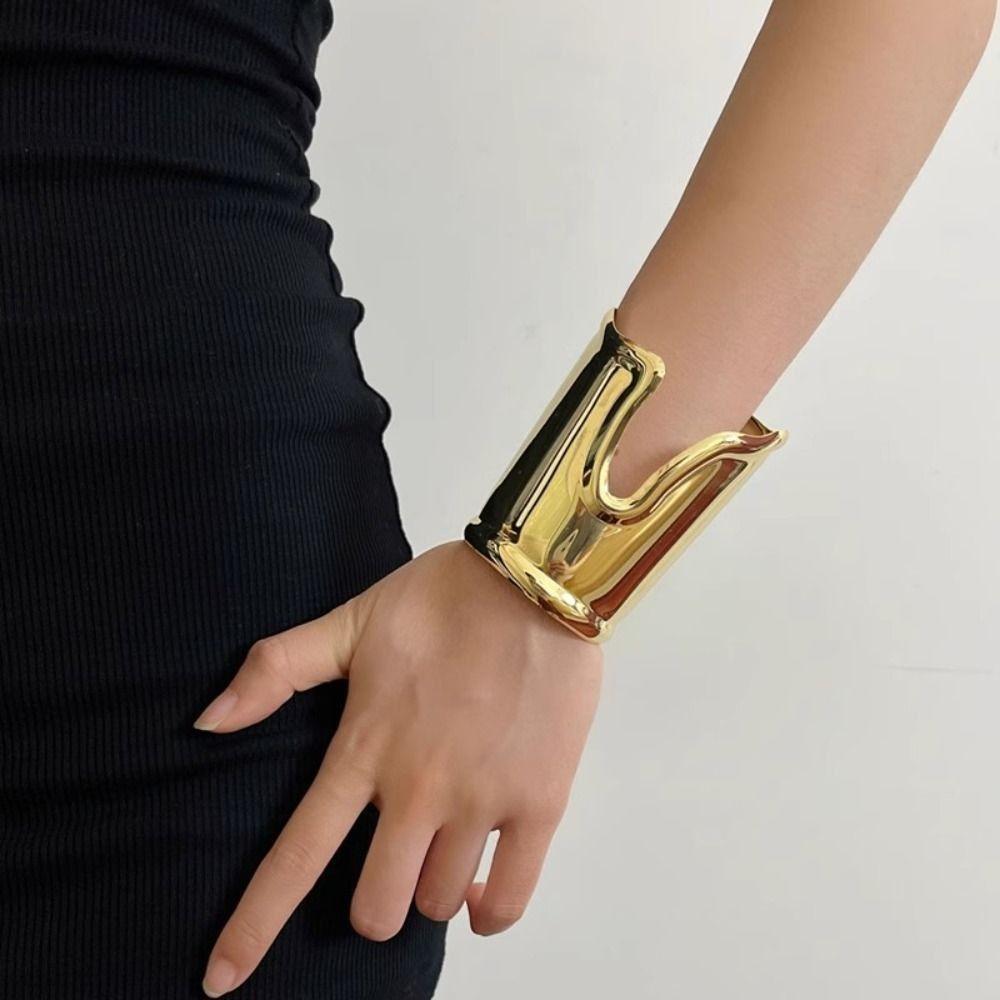 Metallic Finish Wide Open Bracelet Wide Open Irregular Bracelet New Wristband Hand Accessory