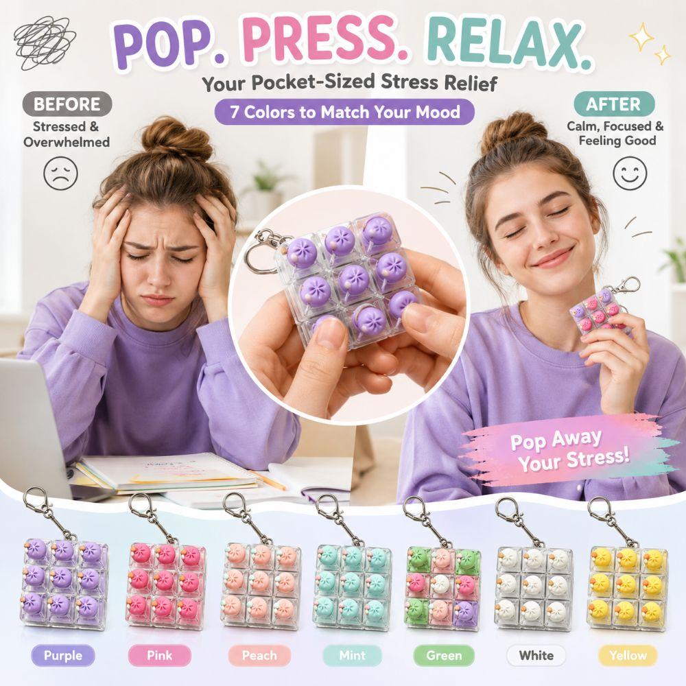 Foods Clicker Anti-stress Toy Pendant Stress Relief Calming Keychain Keys  Children Adults
