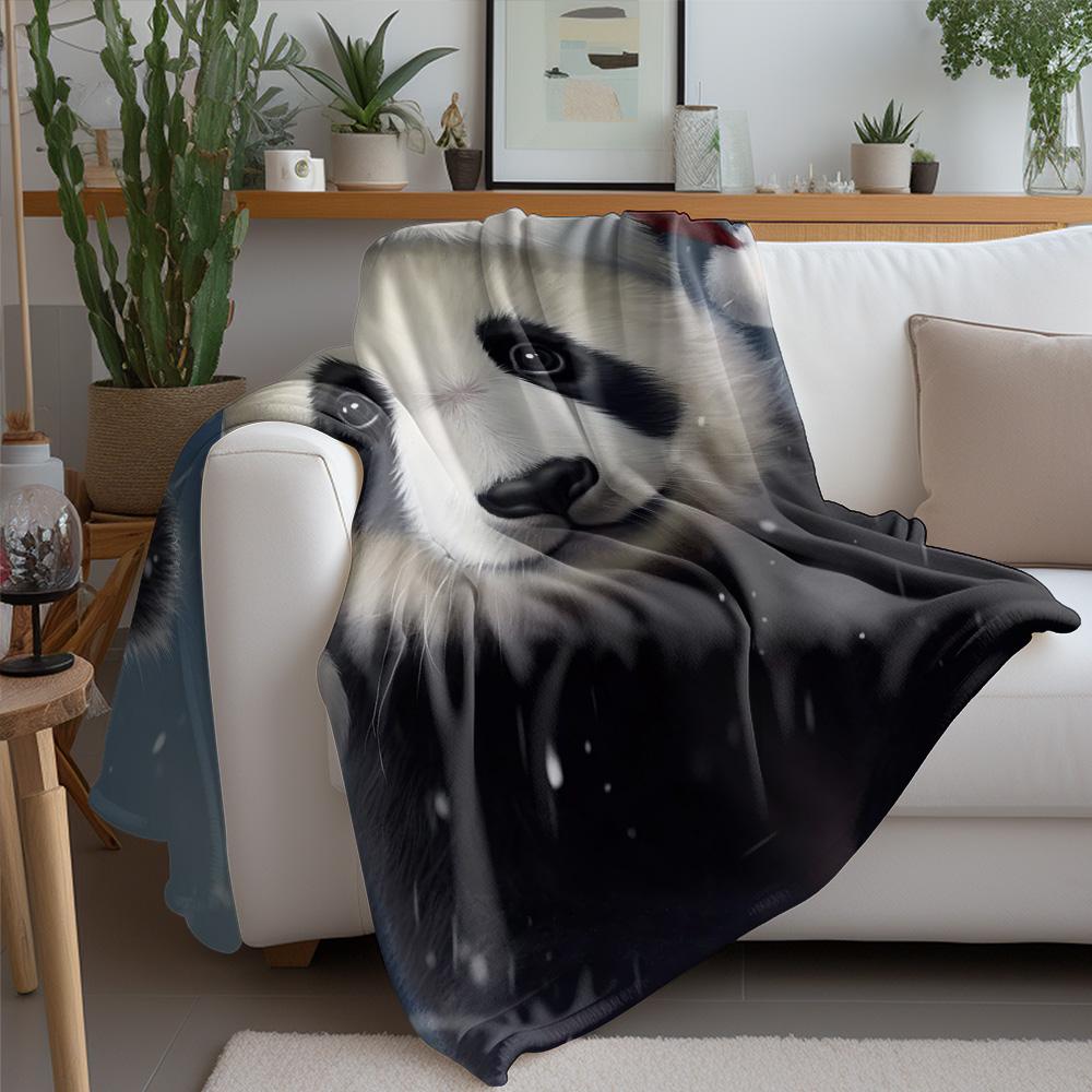 Tuniu Cute Panda Fleece Blanket Soft Warm Throw Blanket for Sofa Bed Room Gift