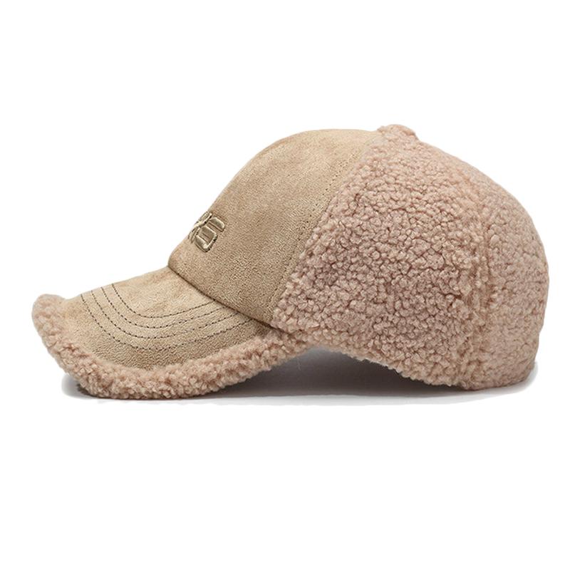 Gorra de Béisbol de Invierno para Hombre Mujer Bordado de Letras Gorra de Lana de Cordero Gorra Cálida