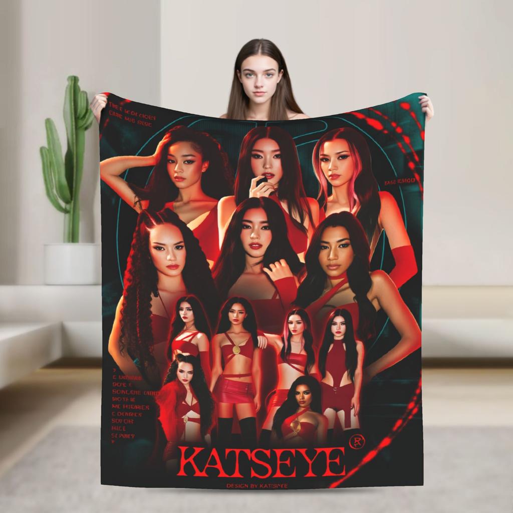 Katseye Kpop Girls Warm Blanket Child Plush Throw Blanket Print Couch Chair Flannel Bedspread Sofa Bed Cover