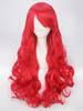 Cosplay anime wig slanted bangs red long curly hair big wave headband Synthetic fiber wig