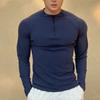 Slim-fit Half High Neck Zipper Fitness Men's Base Shirt Long Sleeve T-shirt