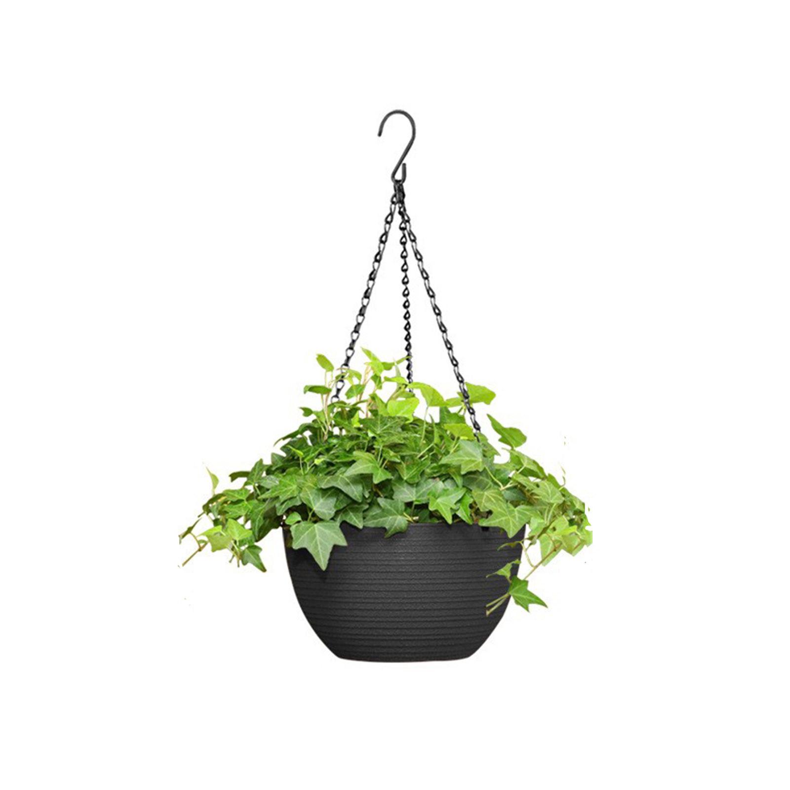 

Подвесное кашпо для уличных комнатных растений с дренажными отверстиями и цепочкой, украшение для садового домашнего крыльца, темно-серое круглое подвесное кашпо S