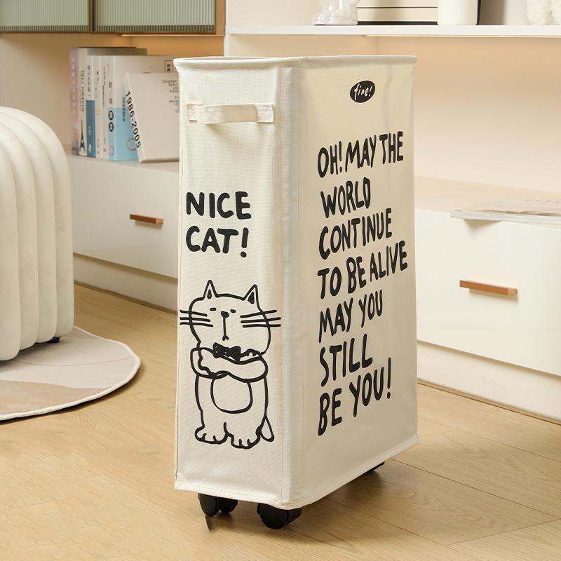 1pc Oxford Cloth Storage Basket Large-capacity Foldable Yoga Mat Fitness Equipment Storage Box Slit Storage Basket With Casters