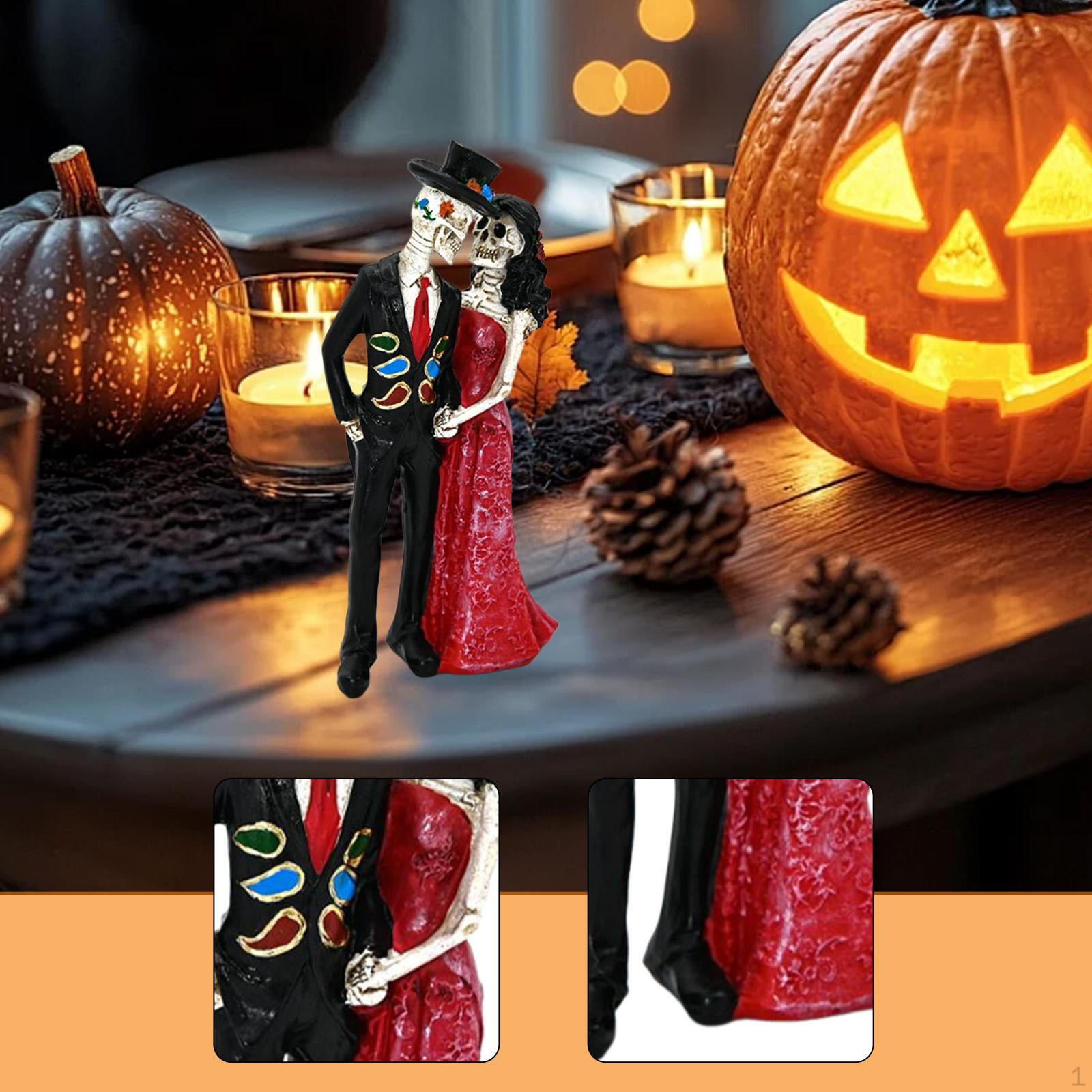 

Фигурка пары скелетов, полимерная скульптура, статуэтка для свадьбы в День мертвых, настольное украшение для