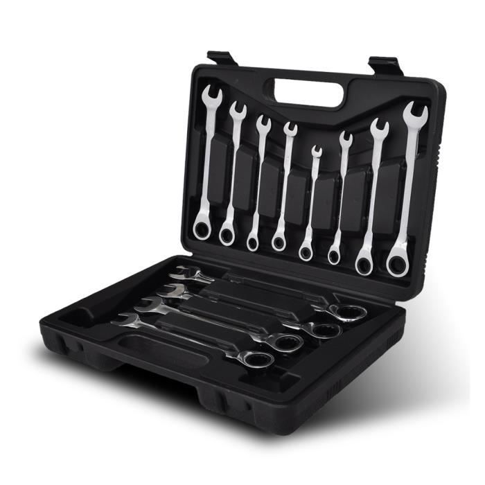 Jeu de clés à cliquet - VIDAXL - 12 pcs - Angles de retour de 5° et 12 dents