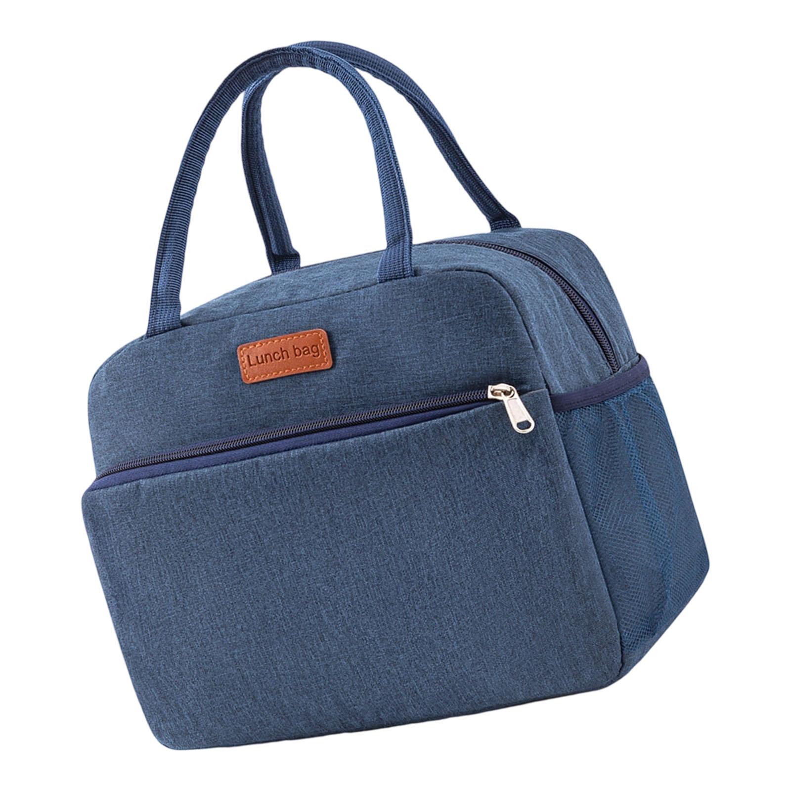 

Insulated Lunch Bag For Students Large Capacity Thermal Tote With Waterproof Oxford Fabric Perfect For School Picnics And Outdoor Activities темно-синий