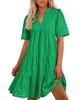 Abito da Spiaggia da Donna con Scollo a V in Pizzo - Manica Corta Gonna a Svasatura per Vacanze