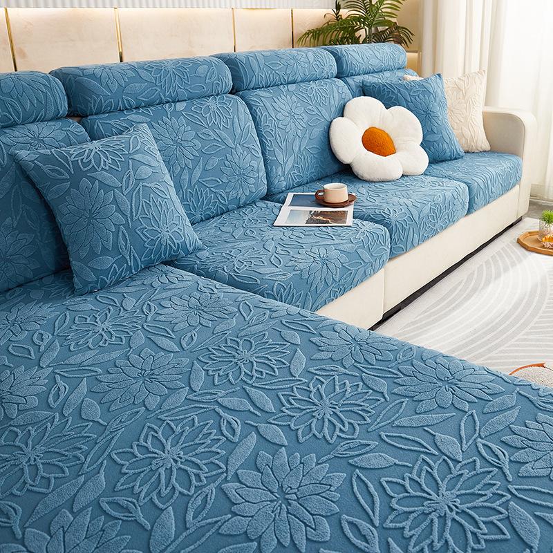 New Flower Pattern Jacquard Sofa Covers For Living Room Super Thicken Soft Sofa Seat Cushion Cover Elastic Fabric Sofa Slipcover