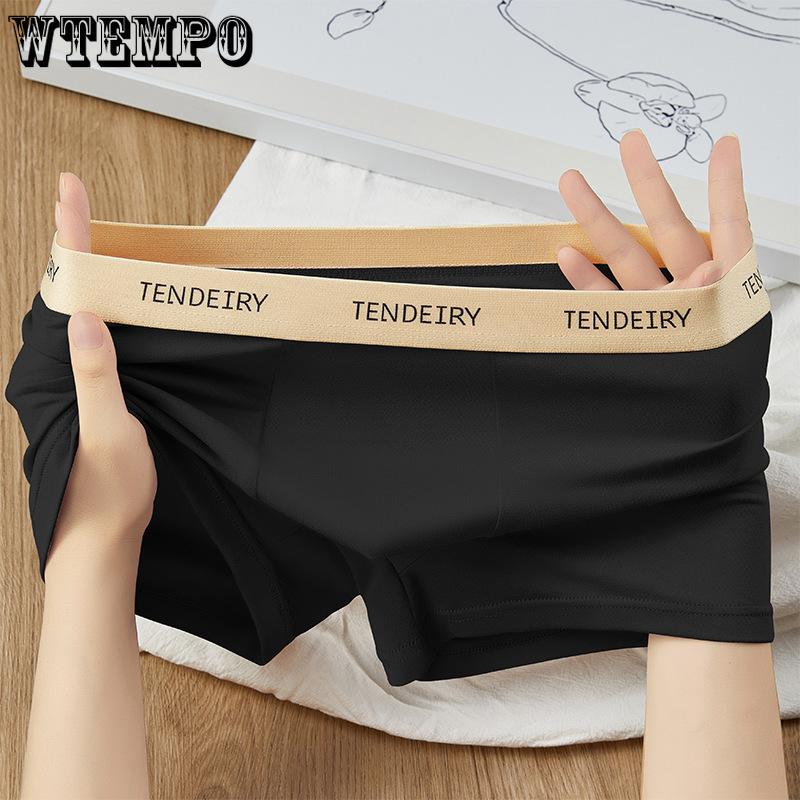 4pcs Summer Thin Men's Underwear Flat Leg Pants Mid Waist Breathable Square Leg Pants Boxer Brief