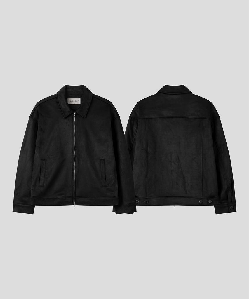 Black Moment Faux Suede Zip-Up Jacket [Black]