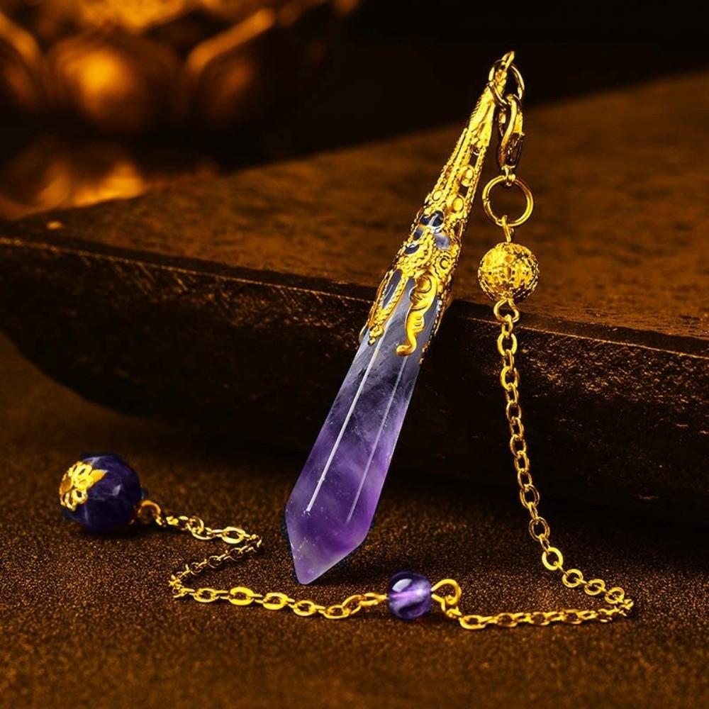 Energy Natural Crystal Pendulums Hexagon Cone Witch Spiritual Pendulos Jewelry Gift