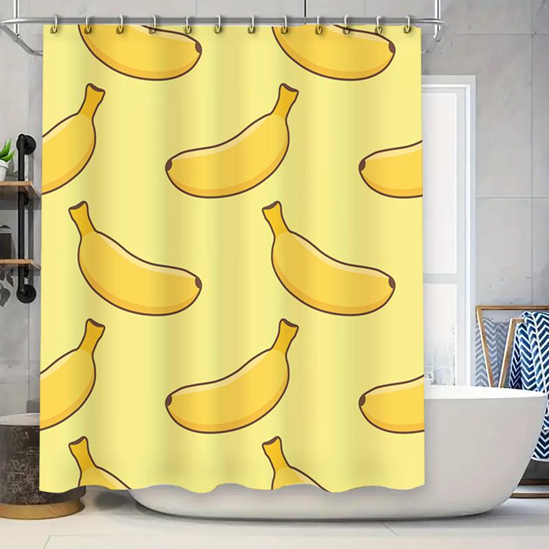 

Yellow Banana Shower Curtain Decor Funny Cartoon Fruit Pattern Bath Accessories For Home Decoration W60H190(CM)-1 Pcs