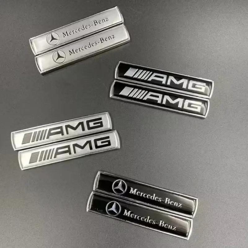 AABGV1 2Pcs 3D Metal AMG Emblem Car Body Fender Logo Stickers For Mercedes Benz B/C/E/S Class A Class C200L GLC GLE GLK CLA AMG