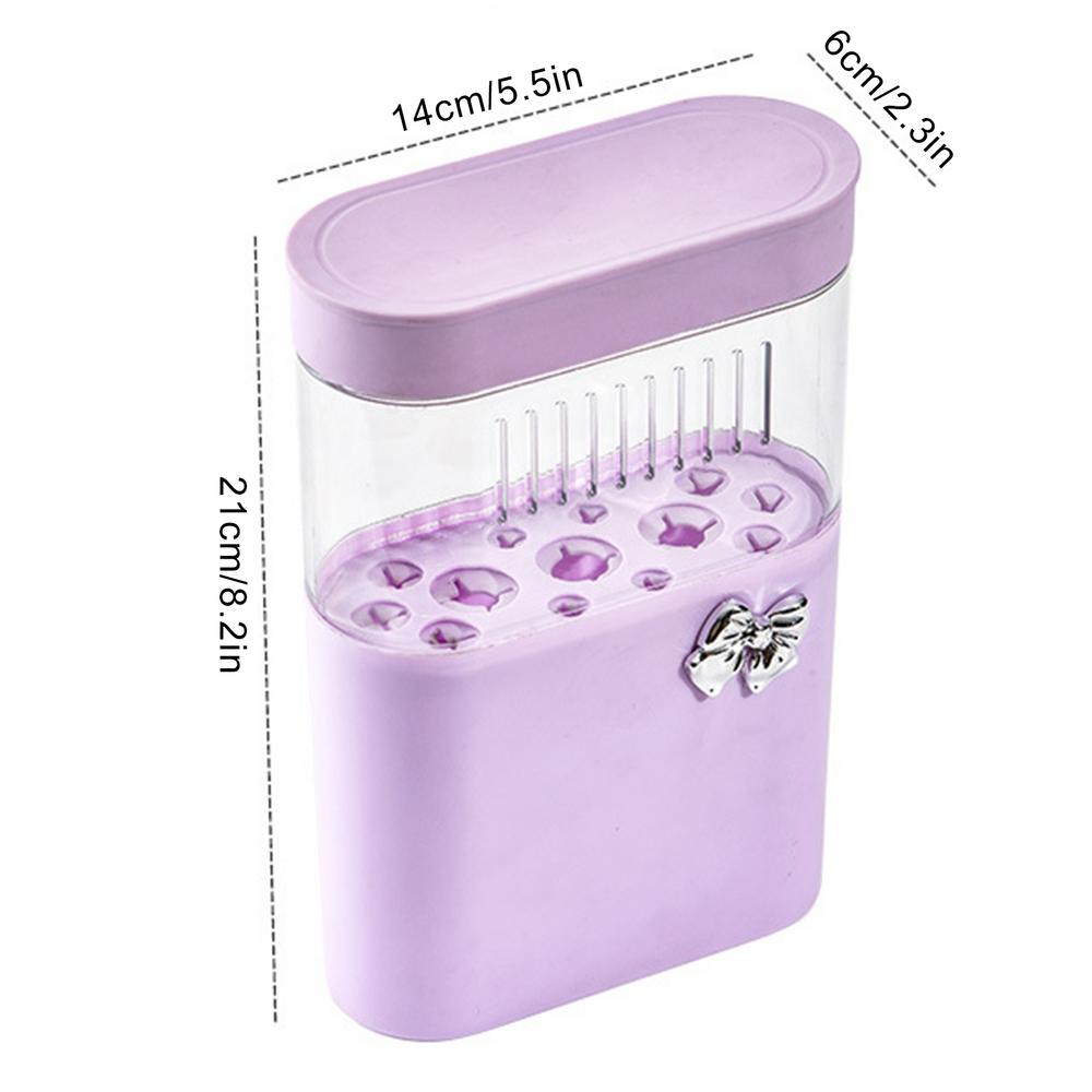 

Makeup Brush Drying Rack Portable Cosmetic Holder Silicone Brushes Storage Box Cleaner Clear Lid Cosmetic Tools Cleaning фіолетовий