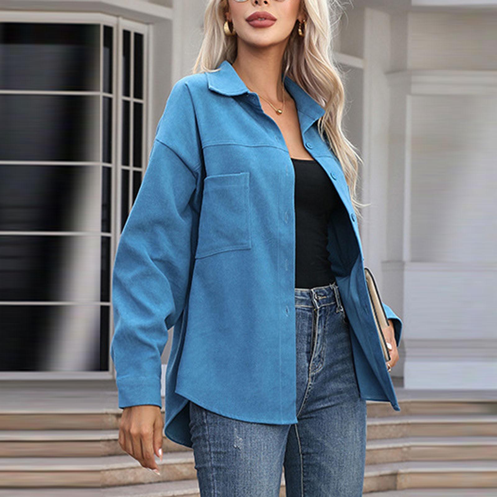 Женская повседневная рубашка средней длины с длинным рукавом — фото 4