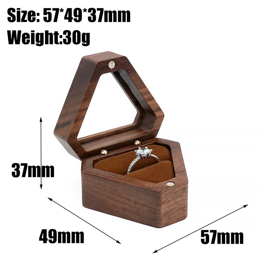 Single Slot Wedding Ring Box Wooden Gift Box Luxury Triangle Shape Box  Jewelry Storage