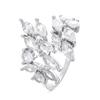 2026 High-end Wide-sided Zircon Leaf Opening Ring Light Luxury Niche Design Personality Temperament Cold Wind Fashion Ring