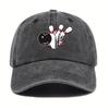 Black Retro Bowling Dad Hat Lightweight Soft and Comfortable Adjustable Outdoor Casual Sports Cap with Beautiful Design