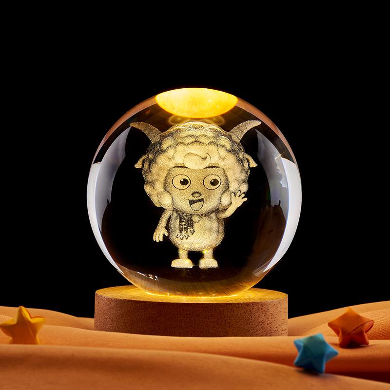3D Cartoon Anime Crystal Ball Night Light - Creative Birthday Gift for Children