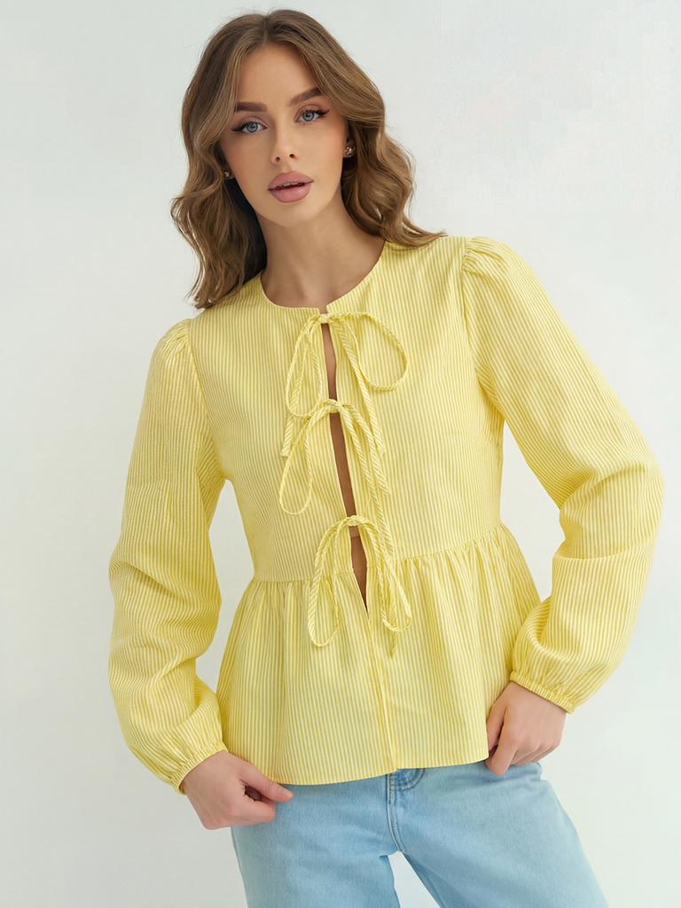 Men's Long Sleeve Shirt with Tie, Striped Shirt for Women, Autumn New Arrivals