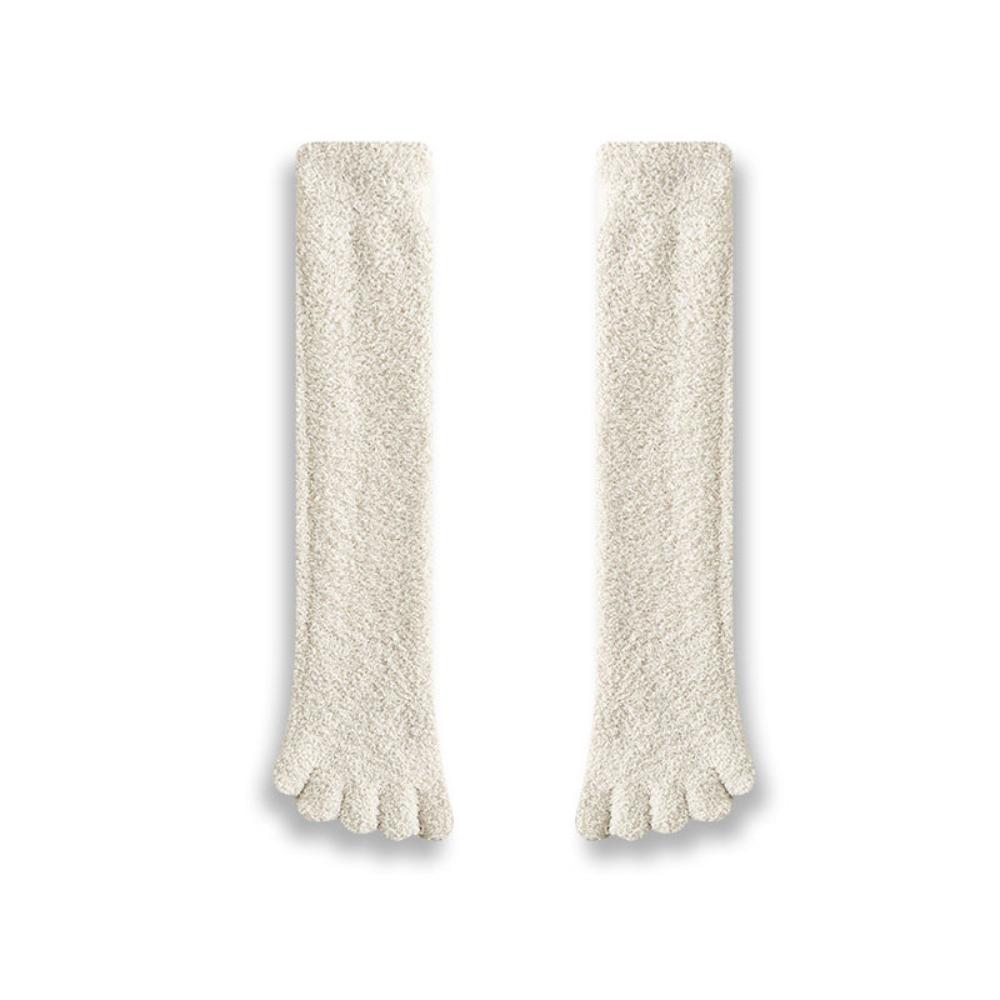 Solid Color Five Finger Stockings Coral Fleece Floor Plush Long Socks Split Toe Stockings Autumn