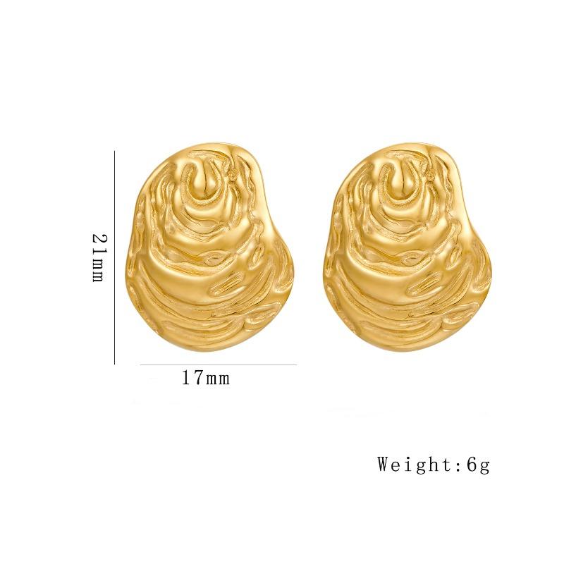 Niche personalized stainless steel with pearl beating pattern C-shaped sunflower spiral winding stud earrings 18K