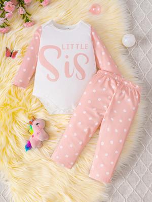 Roupas para Recém-Nascidos Macacão de Manga Longa Estampado e Calças Conjuntos de Roupas Infantis