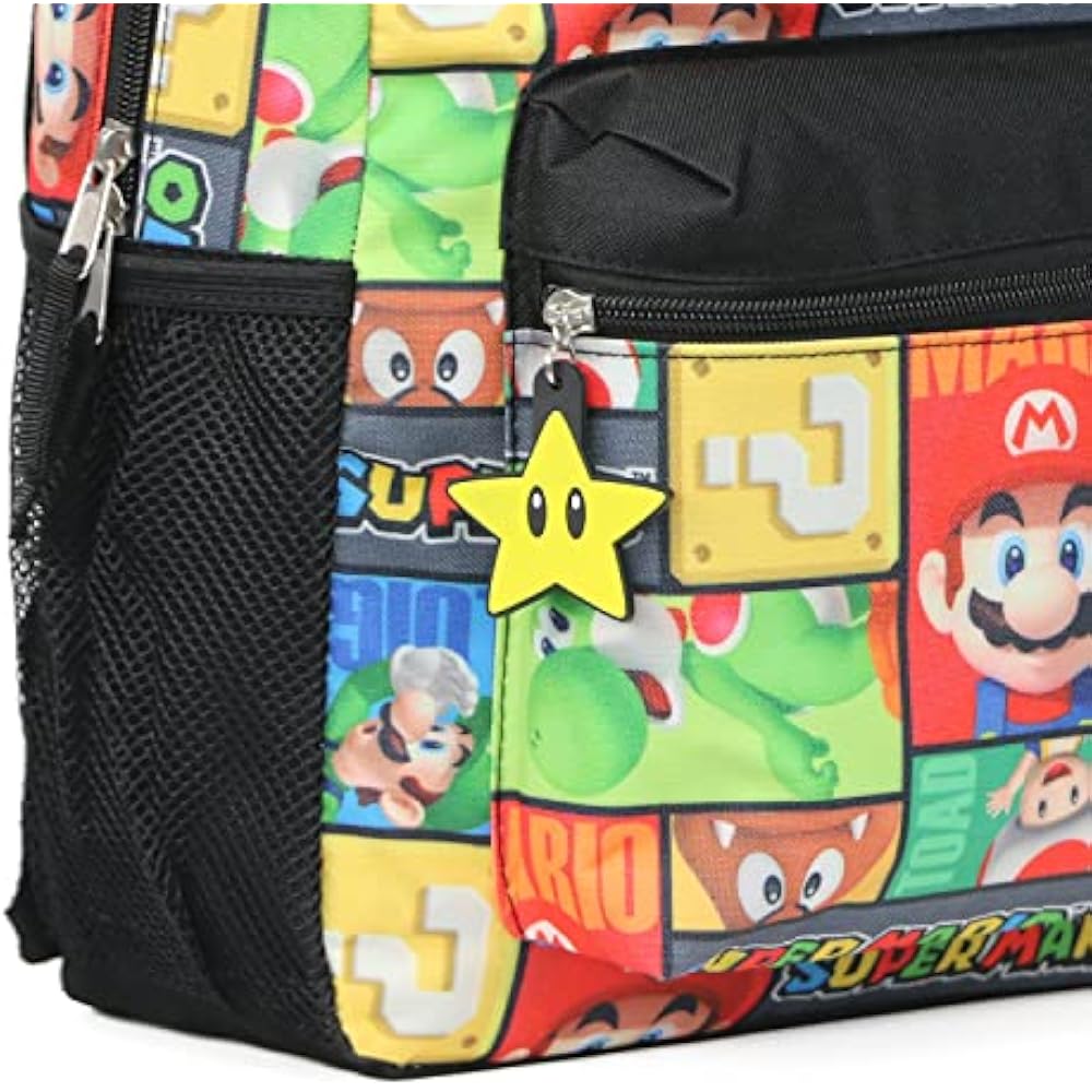 Super Mario 16" Allover Print Character School Backpack Free Size
