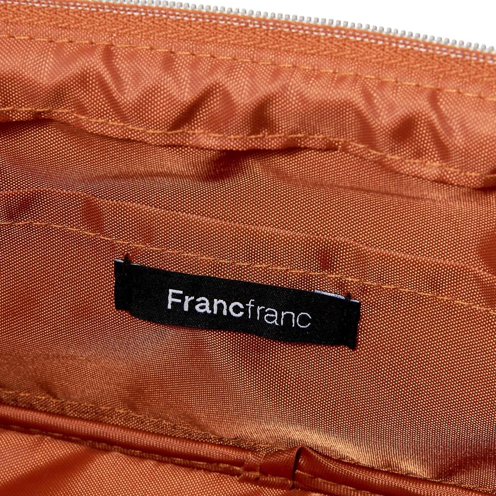 Francfranc Velvet Pleated Wire with Makeup Cosmetic Storage Pouch, Orange, Pockets, Pouch,