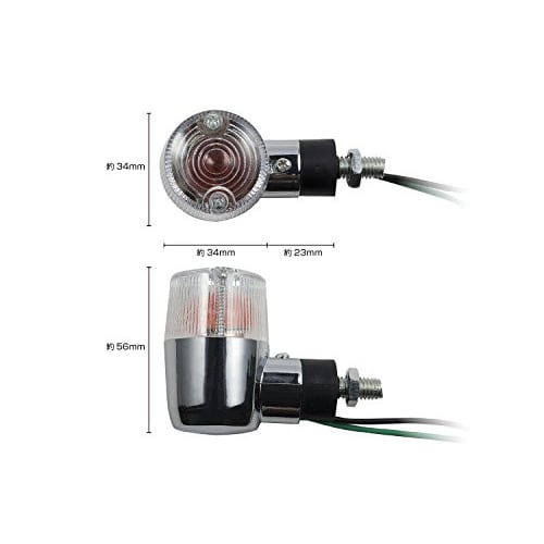 Bike Parts Center Plated Turn Signal Round General Purpose Clear Lens Set of 4 31-38-03