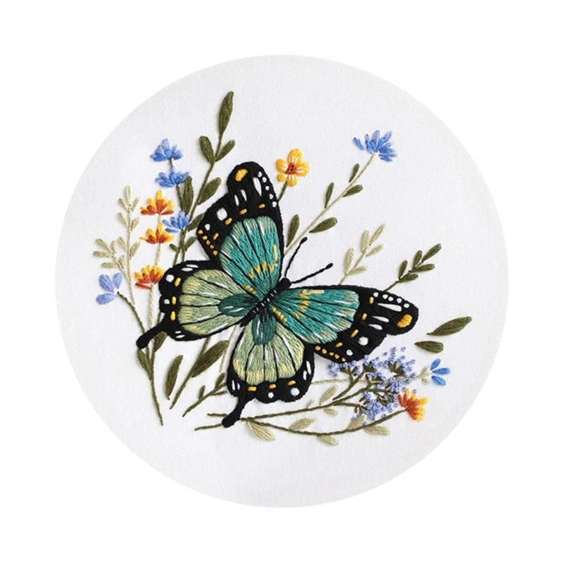 Butterfly Floral Embroidery Kits Embroidery Set with Thread and Needle Embroidery Starter Kits Crosses Stitching Set
