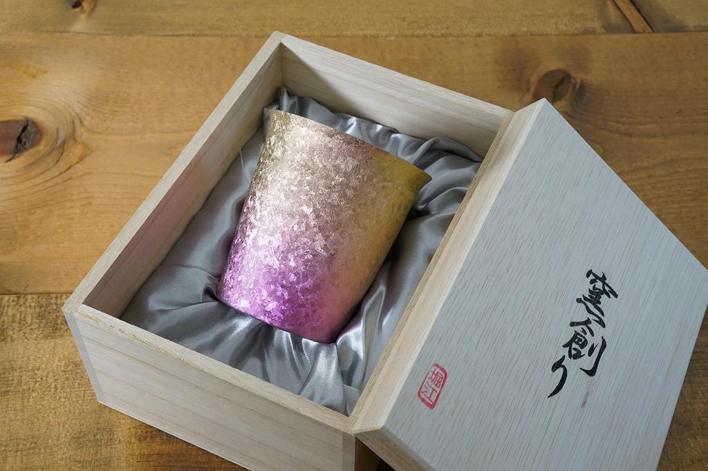 Titanium Double Tumbler Made In Niigata Kiln Wide Gradation Pink T14KM250GP Tsubame, Prefecture, Made, 250cc, Mouth,
